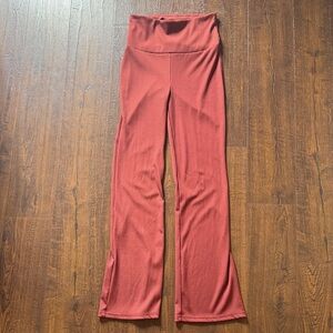 Rust Red Ribbed Yoga Pants Flares Size M